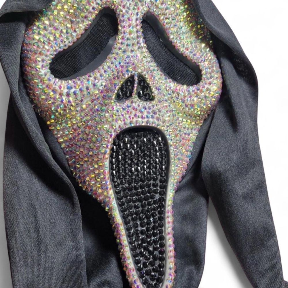 Custom Horror Scream Sparkly Ghost Face Mask Adults One Size New - Picture 4 of 9